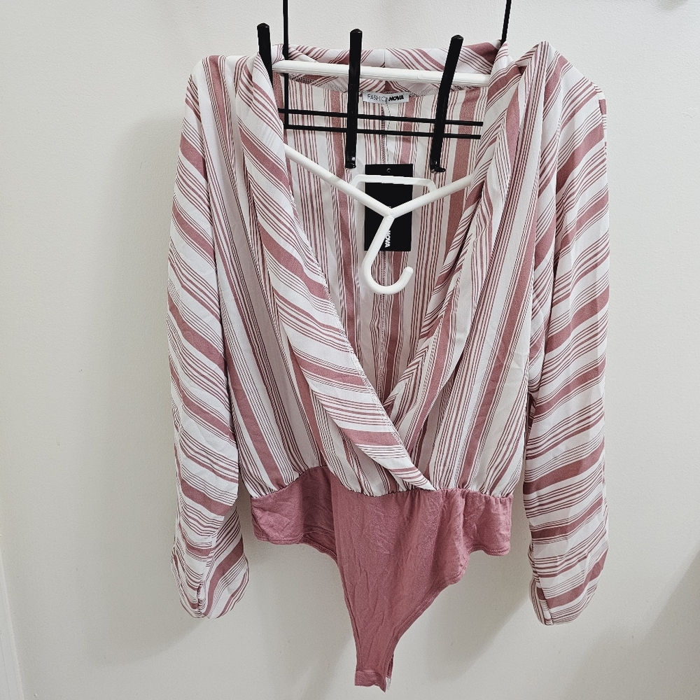 NWT Fashion Nova Blouse Bodysuit Top, Sz XL